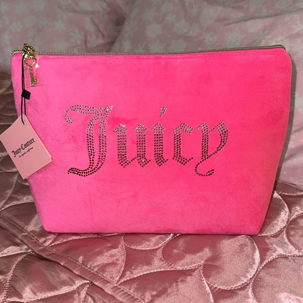 Juicy Couture Hot Pink Rhinestone Cosmetic Bag